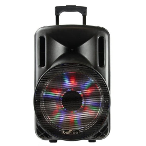 beFree Sound 12 Inch Woofer Portable Bluetooth Powered PA Tailgate Party Rechargeable Speaker With Illuminating Lights