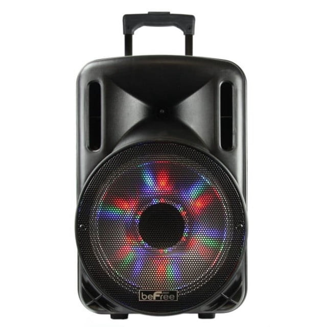 beFree Sound 12 Inch Woofer Portable Bluetooth Powered PA Tailgate Party Rechargeable Speaker With Illuminating Lights