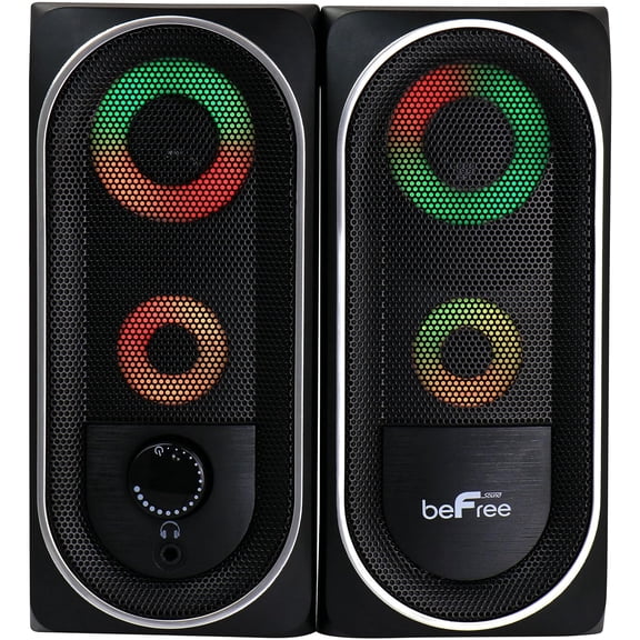beFree Sound 2.0 Computer Gaming Speakers with LED RGB Lights