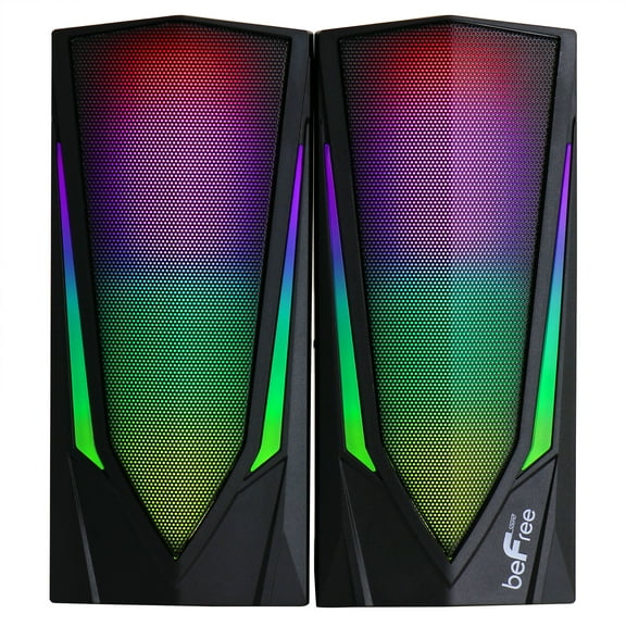 beFree Sound 2.0 Computer Gaming Speakers with LED RGB Lights
