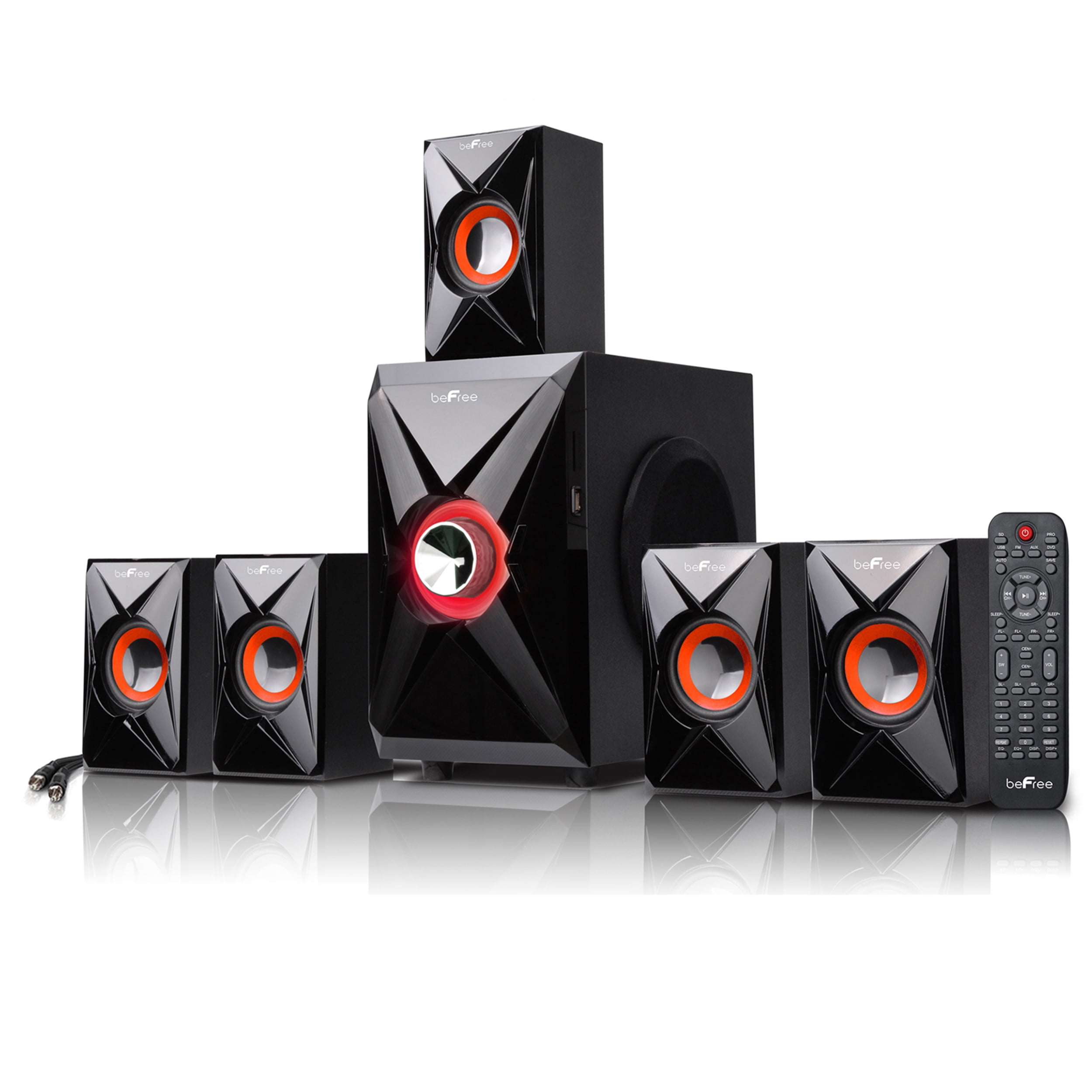 beFree Sound BFS-99X 2.1 Channel Surround Sound Bluetooth Speaker System, Red beFree Sound BFS-99X 2.1 Channel Home Stereo Music System