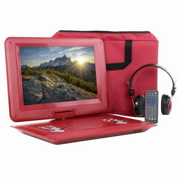 beFree Sound BFS-1580RED_RB beFree Sound 14.1 Inch Portable DVD Player with Swivel TFT-LCD Screen and USB,SD,AV Inputs- Red