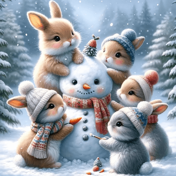 CSZPPQAF 5D DIY Diamond Art Kits for Adults,Snowman Full Round Drill Diamond Painting Kits,Home Wall Decor 13.8x13.8in.