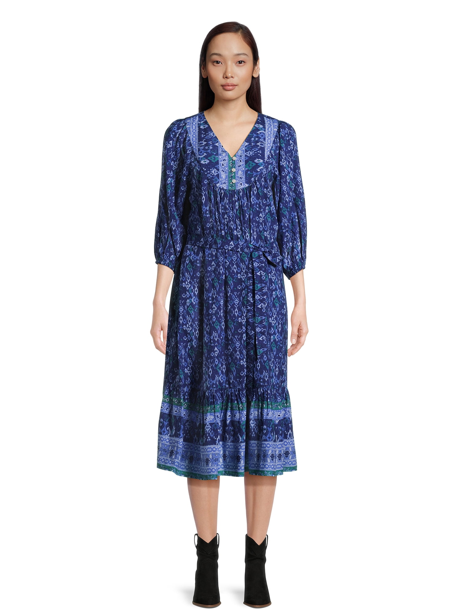 Women's Puff Sleeve Midi Dress