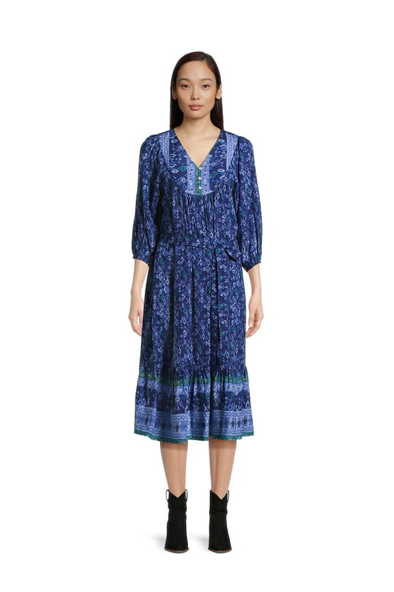 Women's Puff Sleeve Midi Dress