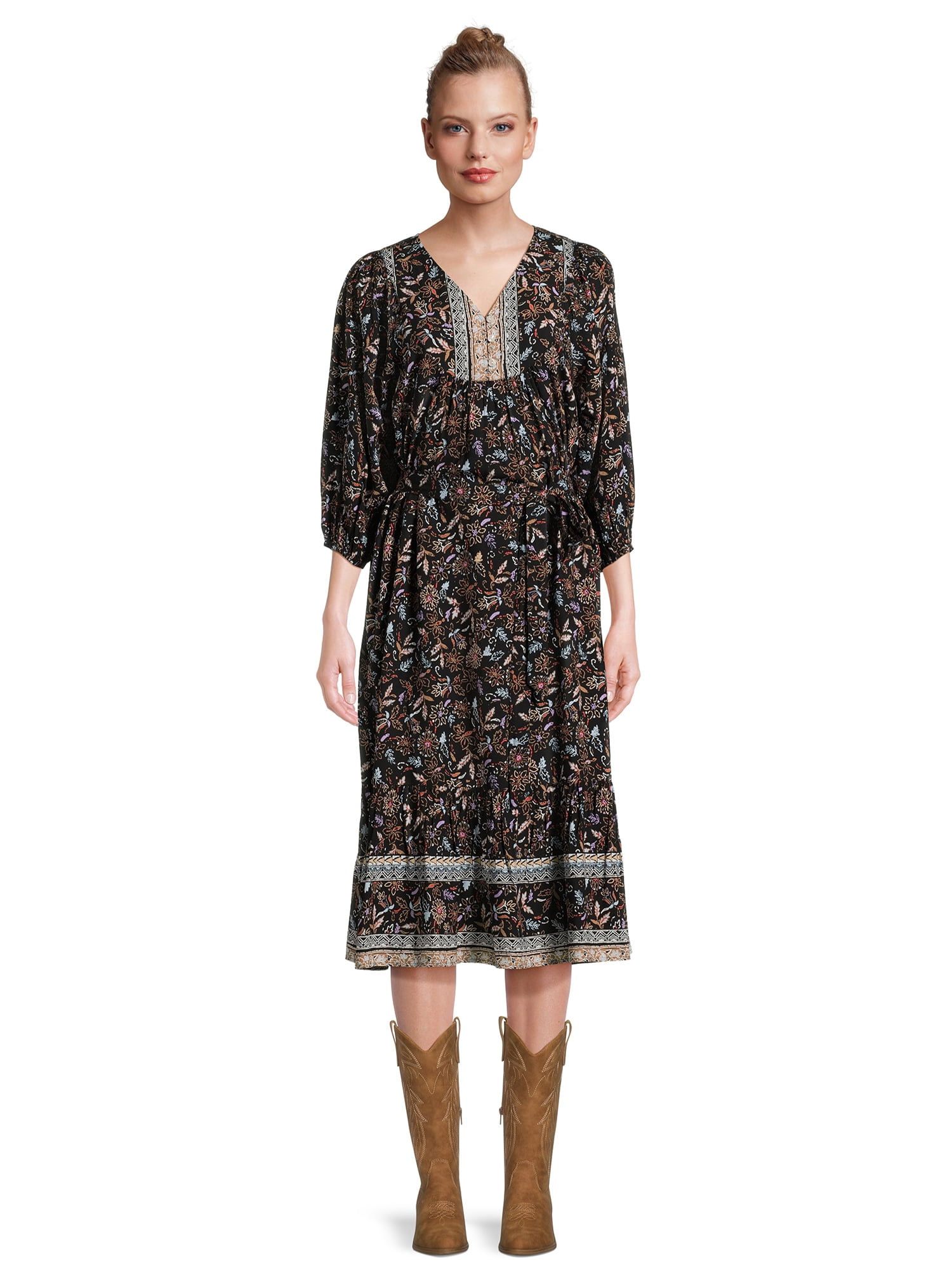 Puff Sleeve Vacation Midi Dress