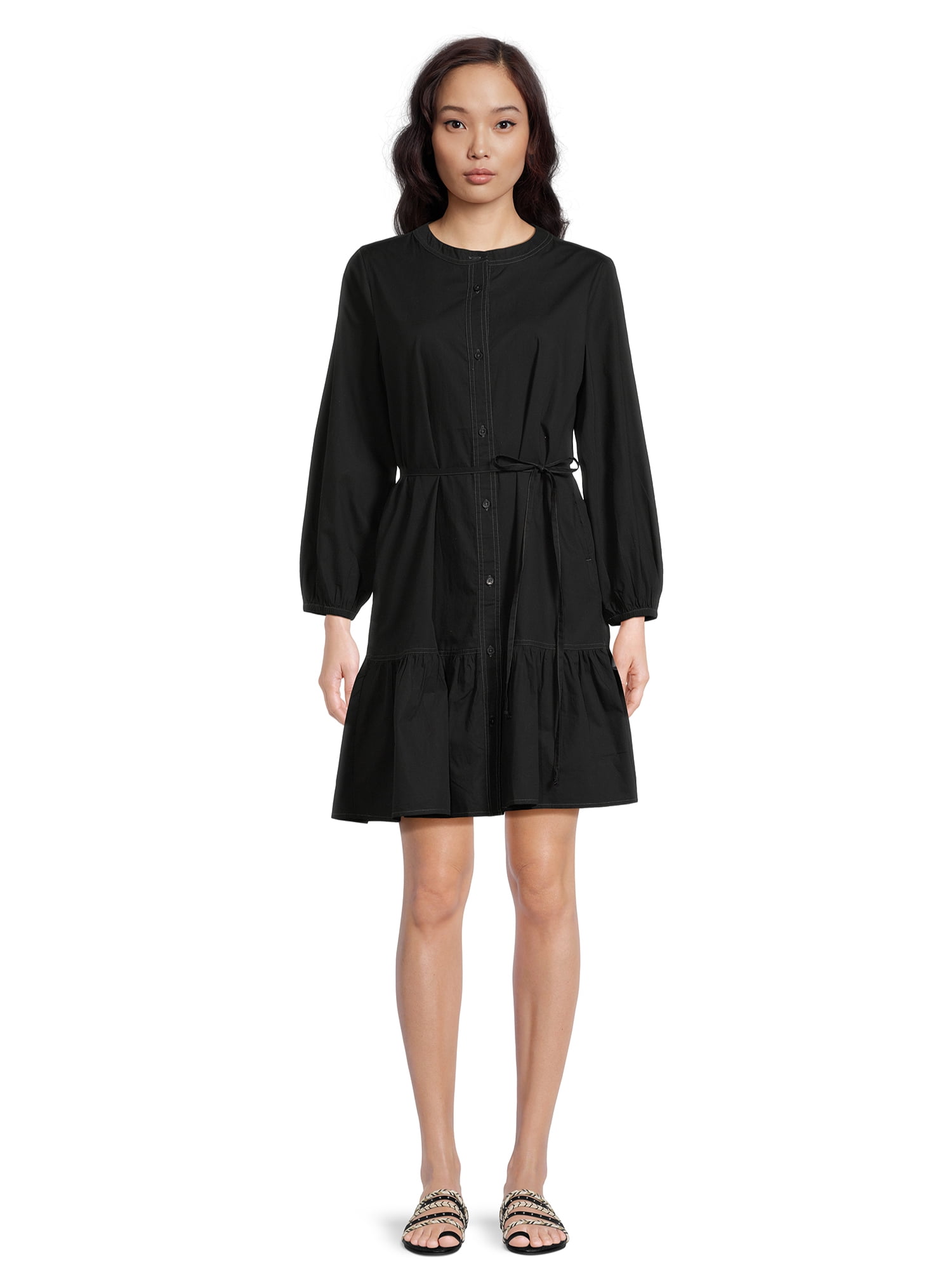 beachlunchlounge Women's Tiered Shirt Dress, Sizes XS-XXL - Walmart.com