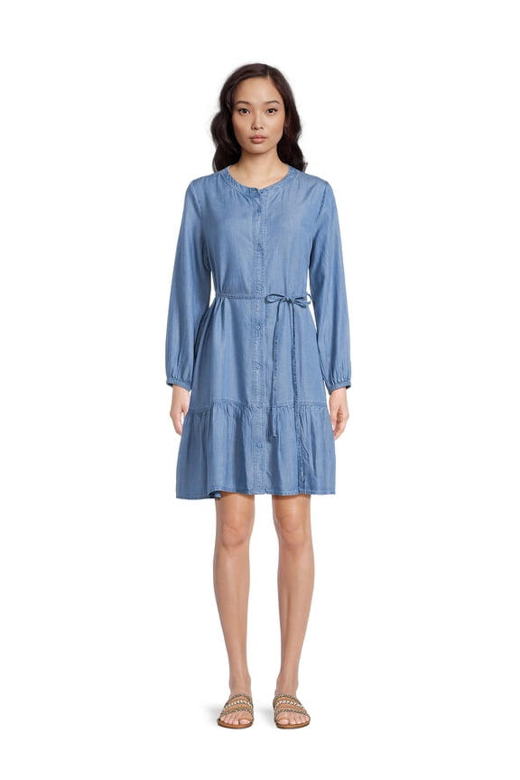 Women's Tiered Shirt Dress, Sizes XS-XXL