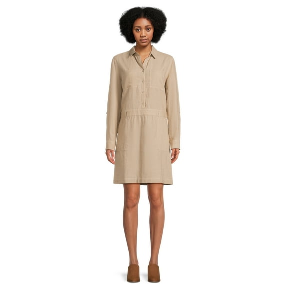 beachlunchlounge Women’s Utility Dress with Long Sleeves, Sizes XS-XXL