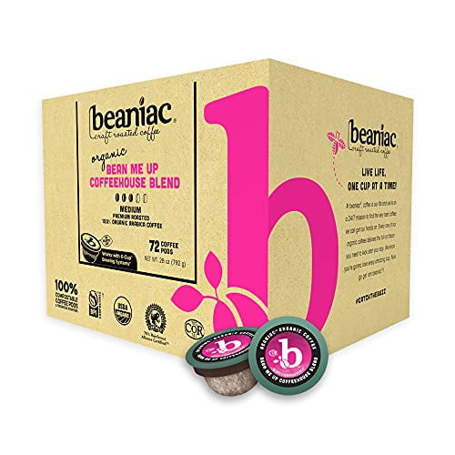 beaniac Organic Bean Me Up Coffeehouse Blend, Medium Roast, Single