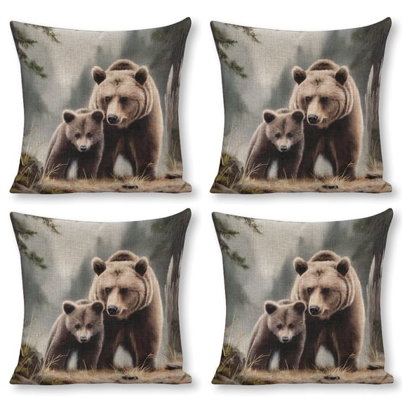 bear cub forest Linen toss pillowcase decoration pillowcase gifting preferred 18x18 inch cushion cover 4 sets sofa pillowcase sofa bedroom living room car