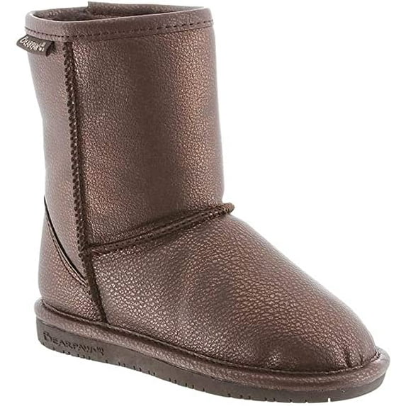 bearpaw girl's emma youth 6.5'' snow boots bronze suede rubber 5 big kid m