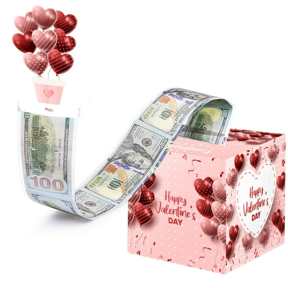 Valentine's Day Money Box for Cash Pull Money Box for Cash Gift with Greeting Card Valentine Surprise Money Roll Gift Box DIY Money Box