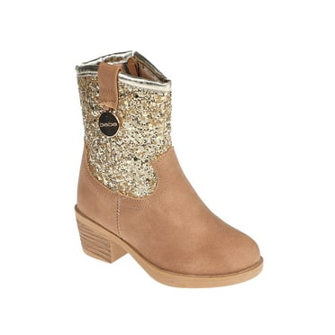 bebe Comfortable Western Riding Boots for Toddler Girls, Tan (Size 7)
