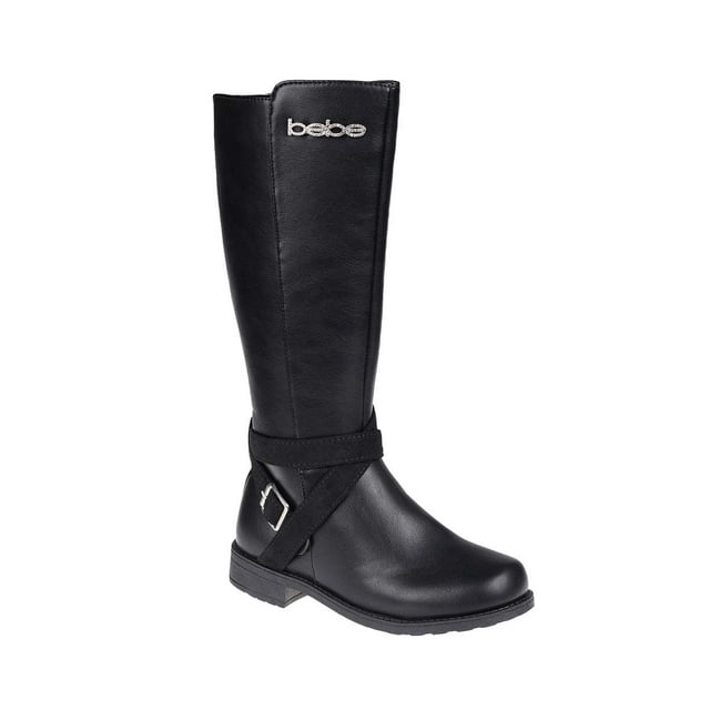 bebe Comfortable Western Riding Combat Boots for Little Girls, Black