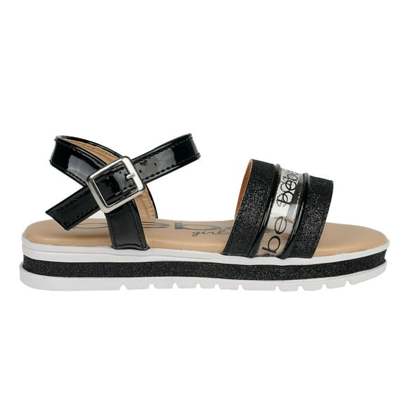bebe Fashion Sparkly Flat Sandals, Black (Girls')