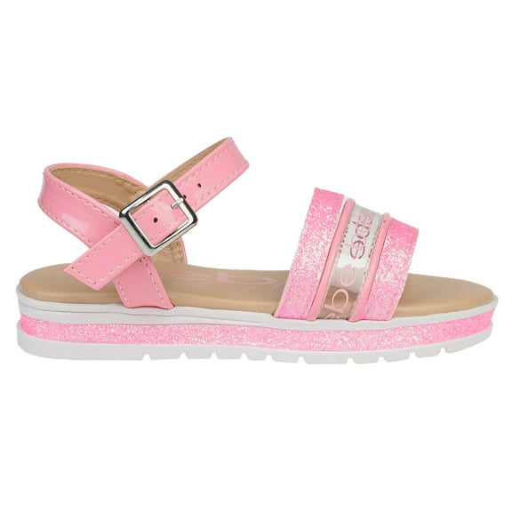 bebe Fashion Sparkly Flat Sandals for Girls, Pink (Size 4)