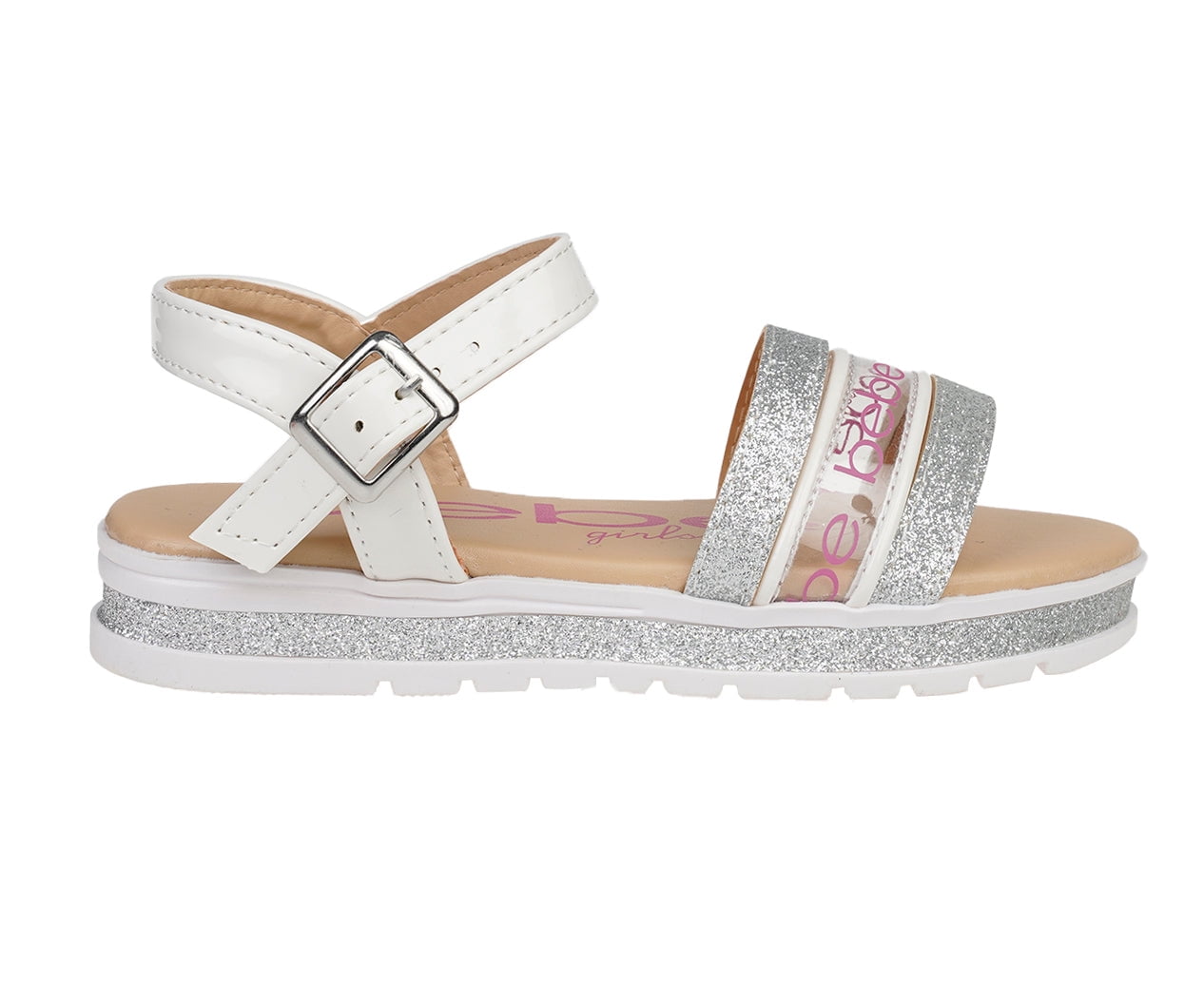 White sparkly hotsell flat sandals