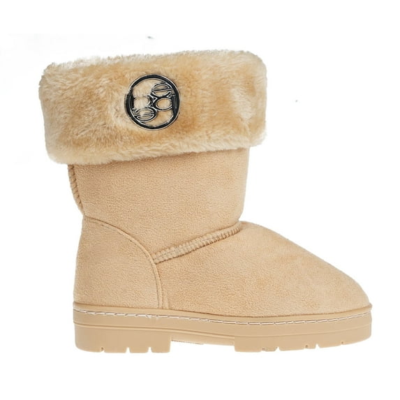 bebe Faux Fur Trendy Winter Boots for Big Girls, Blush (Size 4)