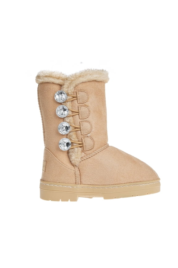 Faux Fur Trendy Winter Boots for Little Girls, Size 2