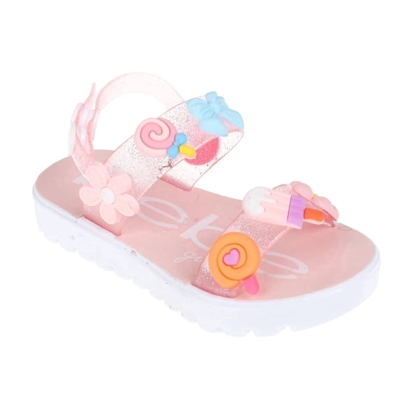 bebe Girl's Sandals – Cute Fashion Flat Sandals, Summer Flats with Fruit Charms and Ankle Strap (Toddler-Little Kid-Big Kid)
