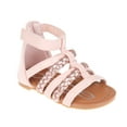 thumbnail image 1 of bebe Girl's Comfy Gladiator Flat Sandals with Gold Braided Strappy Design - Flat Sandals for Toddler, Blush, 7, 1 of 8