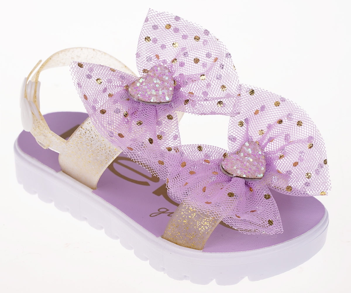bebe Girl s Cute Flat Sandals with Heart Shaped Rhinestone Details Flat Sandals for Toddler Lilac 5 6 Walmart