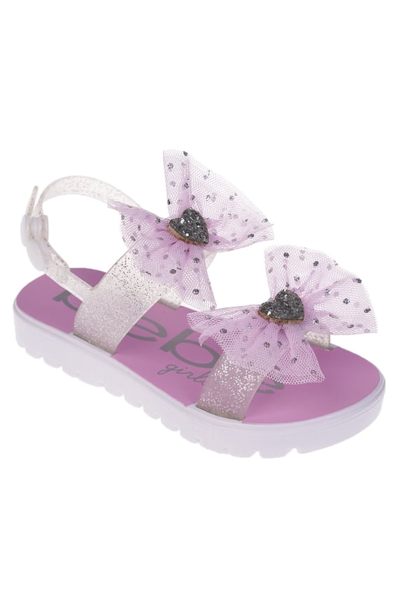 Girl's Cute Flat Sandals with Heart- Shaped Rhinestone Details - Flat Sandals for Toddler, Pink , 9-10