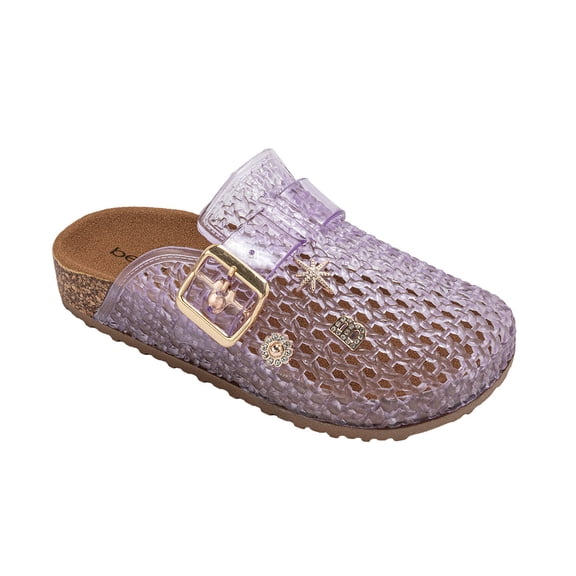 bebe Girl's Footbed Jelly Clogs - Easy Slip-On Design with Buckle and Charms (Little Kid/Big Kid)