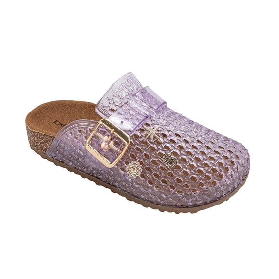bebe Girls' Footbed Jelly Clogs with Buckle and Charms for Toddler/Little Kid/Big Kid