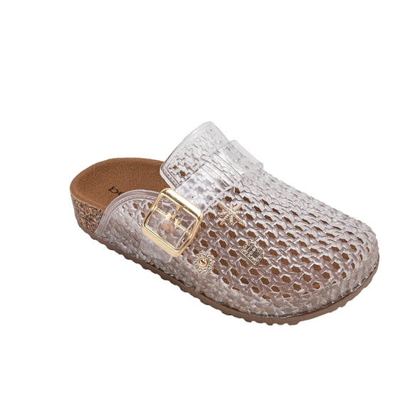 bebe Girl's Footbed Jelly Clogs - Easy Slip-On Design with Buckle and Charms (Little Kid/Big Kid)