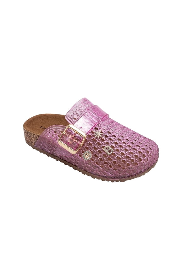 Girl's Footbed Jelly Clogs - Easy Slip-On Design with Buckle and Charms (Little Kid/Big Kid)