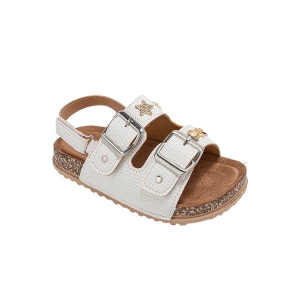 bebe Girl's Footbed Sandals - Sparkle Finish with Glitters, Beads, Charms, and Flowers
