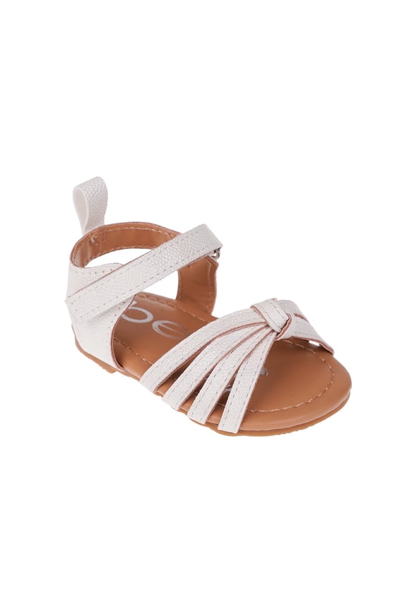 Girl's Infant Flat Shoes with Metallic Shimmer, Glitter and Rhinestone - Flats For Infants, White, 4