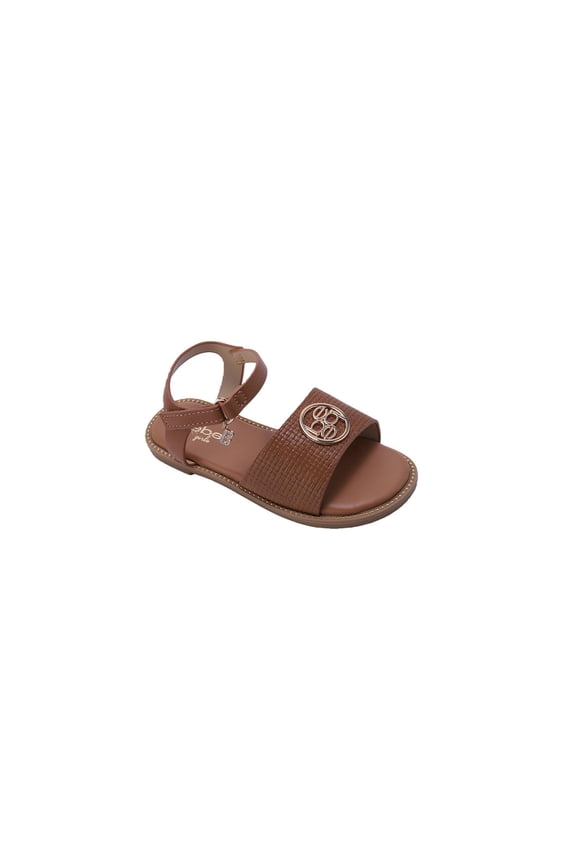 Girls' Open-Toe Flat Sandals with Medallion Hardware for Toddler, Little Kid & Big Kid