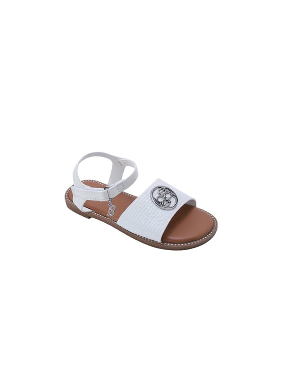 Girl's Open-Toe Flat Sandals with Medallion Accent for Toddler, Little Kid & Big Kid