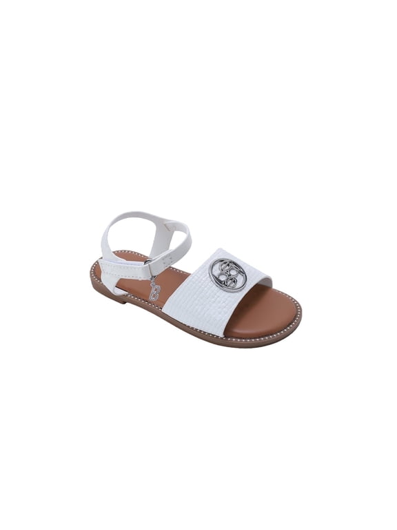 Girl's Open-Toe Flat Sandals with Medallion Accent for Toddler, Little Kid & Big Kid