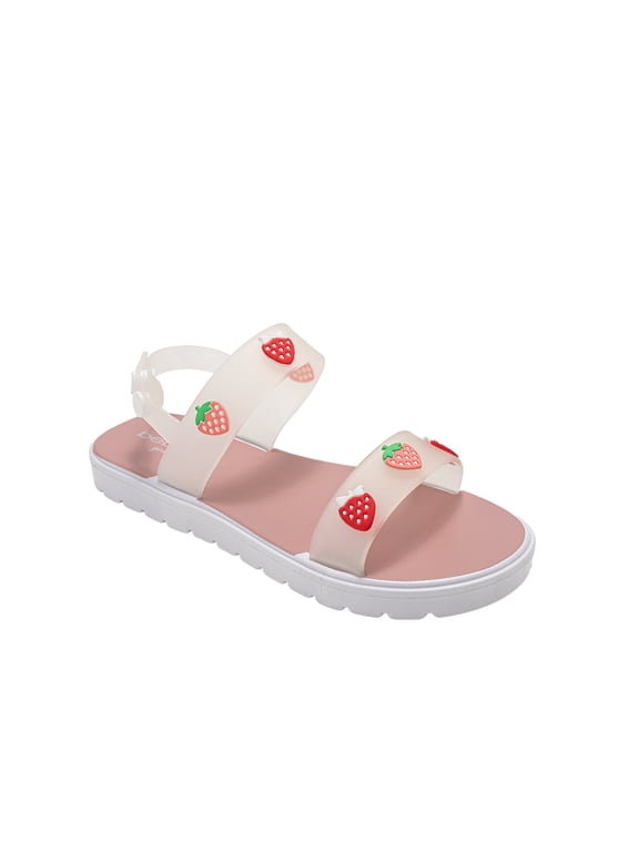 Girl's Sandals – Cute Fashion Flat Sandals, Summer Flats with Fruit Charms and Ankle Strap (Toddler-Little Kid-Big Kid)