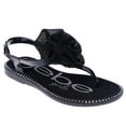thumbnail image 1 of bebe Girl's Sandals- Summer Sandals with Rhinestones - Flat Sandals for Little Kid/Big Kid, Black, 11-12, 1 of 6