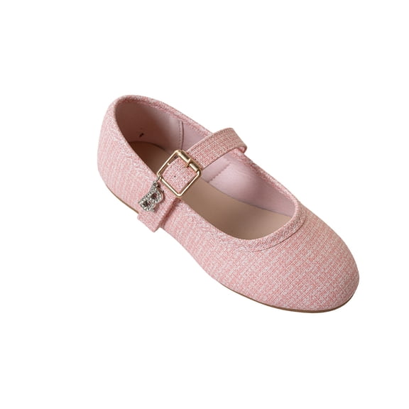 bebe Girl's Shimmer Ballet Flats with Adjustable Buckle Strap