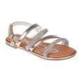 thumbnail image 1 of bebe Girl's Stylish Strappy Flat Sandals with Rhinestone Hardware - Flat Sandals for Little Kid/Big Kid, Light Gold, 11, 1 of 8