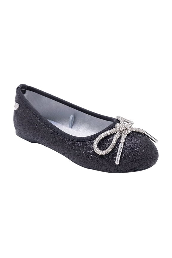 Girls' Ballet Flats - Sparkly Ballet Shoes for Girls with Glitter and Rhinestone Bow, Girl's Shoe for Little Kid/Big Kid