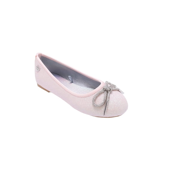 bebe Girls' Ballet Flats - Sparkly Ballet Shoes for Girls with Glitter and Rhinestone Bow, Girl's Shoe for Little Kid/Big Kid