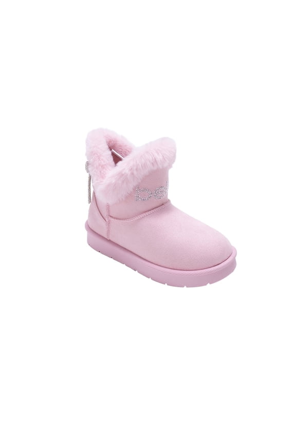 Girls' Boots – Fuzzy Winter Boots for Girls with Faux Fur and Bow, Cozy Winter Boots for Little Kid/Big Kid