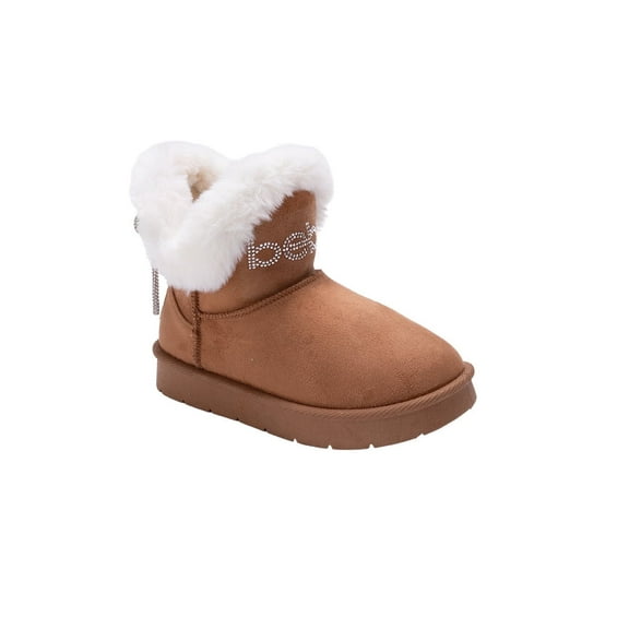 bebe Girls' Boots – Fuzzy Winter Boots for Girls with Faux Fur and Bow, Cozy Winter Boots for Little Kid/Big Kid