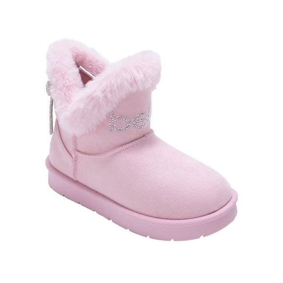 bebe Girls' Boots – Fuzzy Winter Boots for Girls with Faux Fur and Bow, Cozy Winter Boots for Little Kid/Big Kid