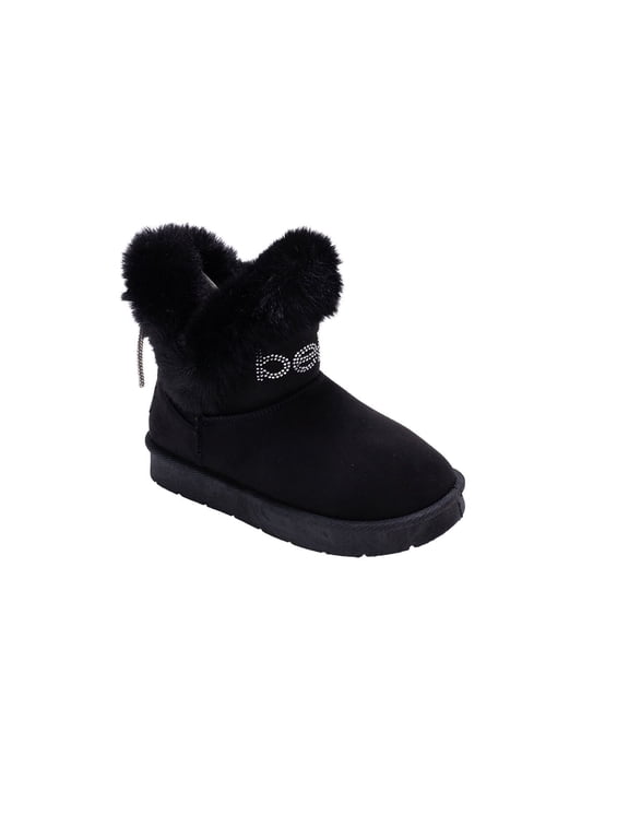 Girls' Boots – Fuzzy Winter Boots for Girls with Faux Fur and Bow, Cozy Winter Boots for Little Kid/Big Kid