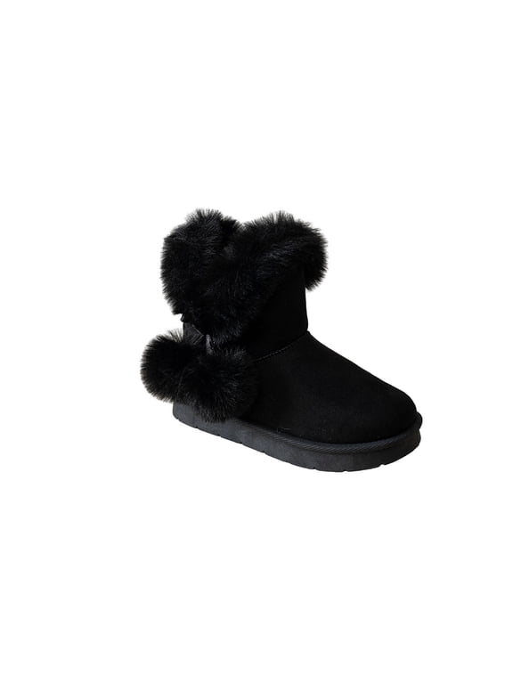 Girls Cozy Winter Boot with Fur Trim and Memory Foam Insole