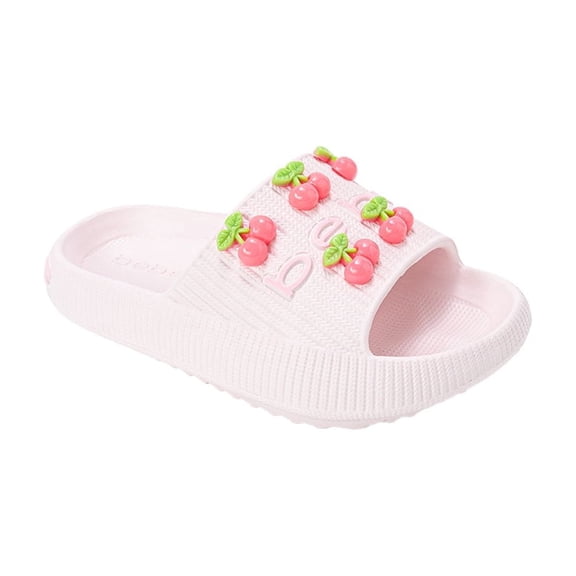 bebe Girls’ EVA Slide - Lightweight Comfy Slide Sandals with Cherry Charms
