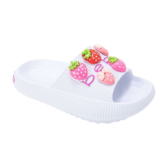 bebe Girls’ EVA Slide – Lightweight Comfy Slide Sandals with Fruit Charms (Little Kid/Big Kid)